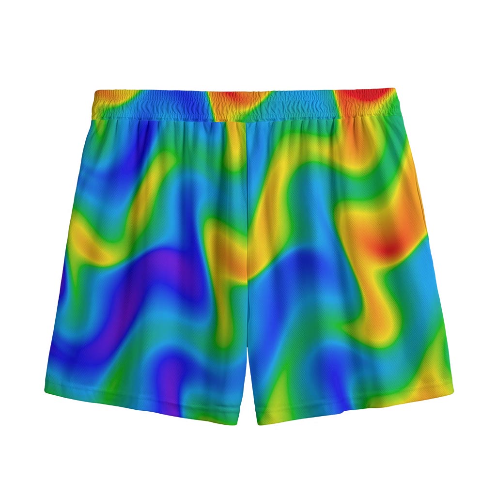 Rainbow Psychedelic Trippy Print Mesh Shorts