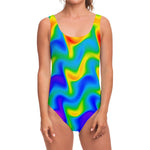 Rainbow Psychedelic Trippy Print One Piece Swimsuit
