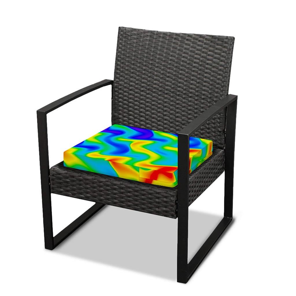 Rainbow Psychedelic Trippy Print Outdoor Seat Cushion Cover