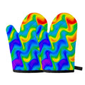 Rainbow Psychedelic Trippy Print Oven Mitts