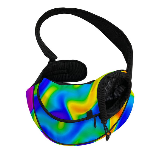 Rainbow Psychedelic Trippy Print Pet Sling Carrier