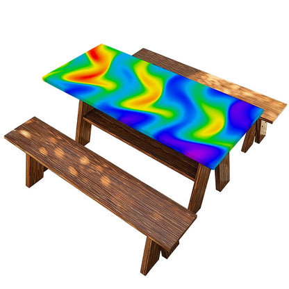 Rainbow Psychedelic Trippy Print Picnic Table Cover