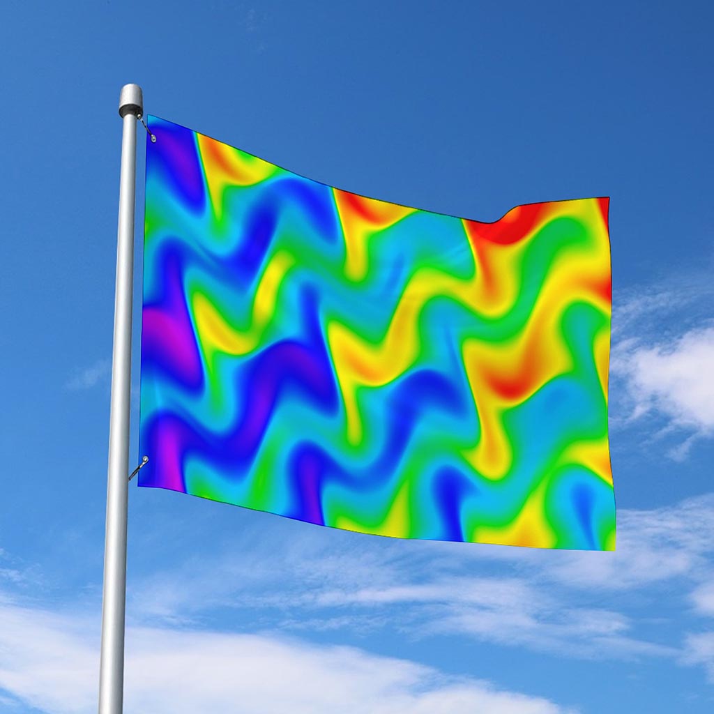 Rainbow Psychedelic Trippy Print Polyester Flag