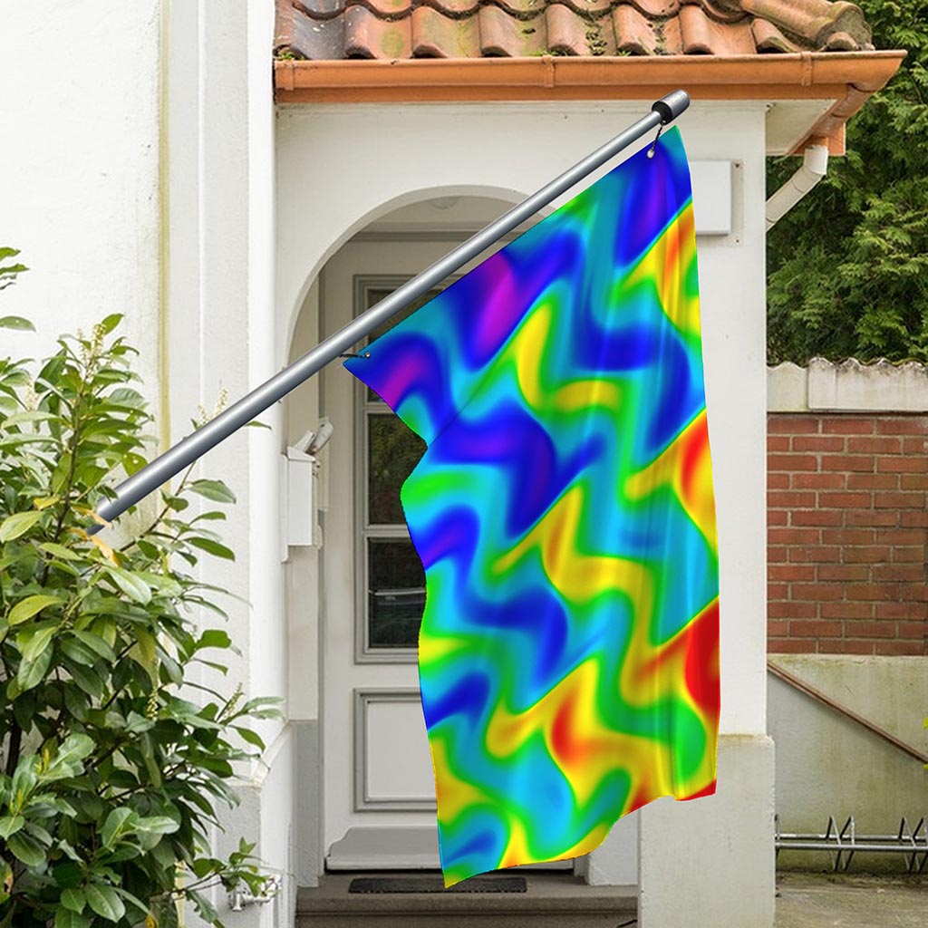 Rainbow Psychedelic Trippy Print Polyester Flag