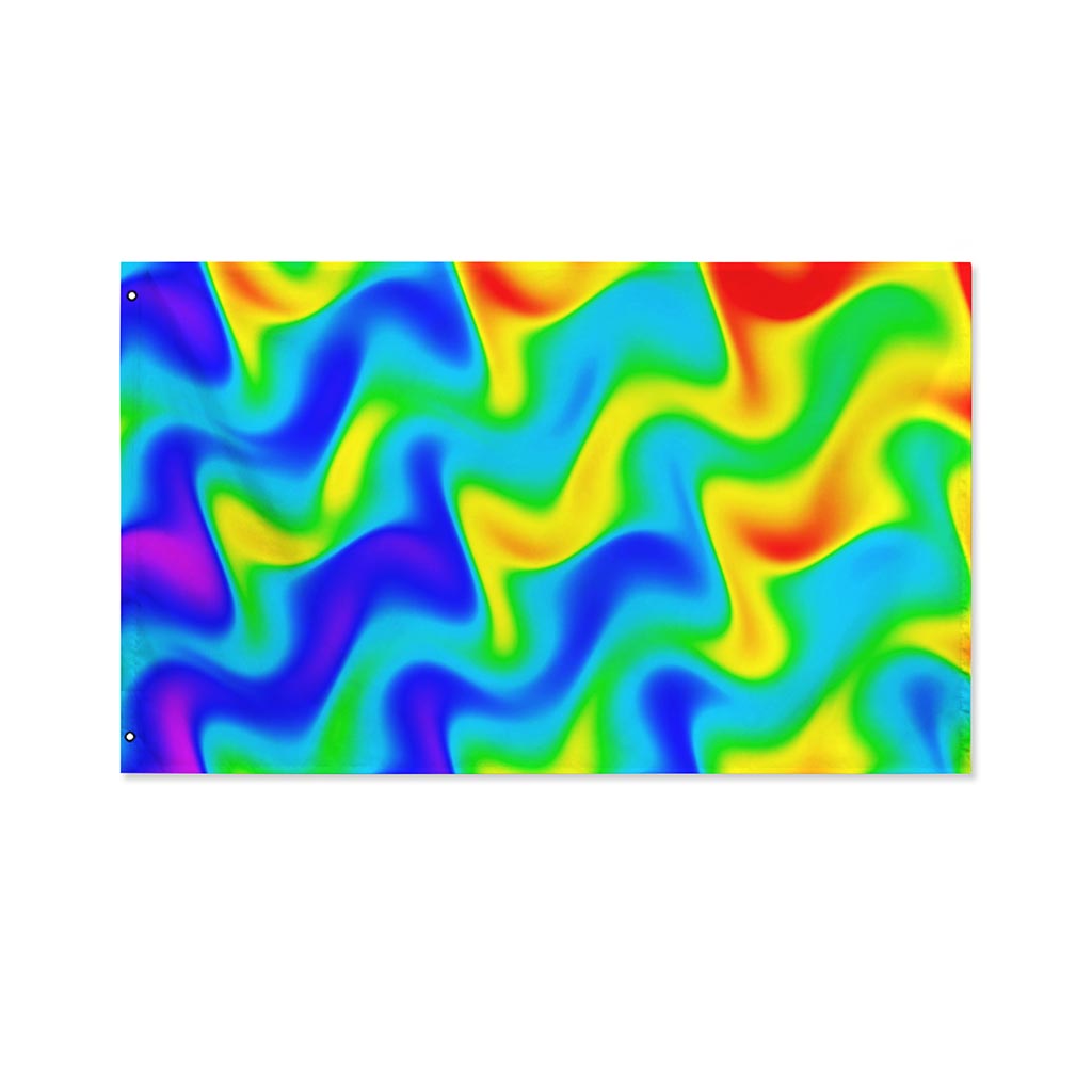 Rainbow Psychedelic Trippy Print Polyester Flag