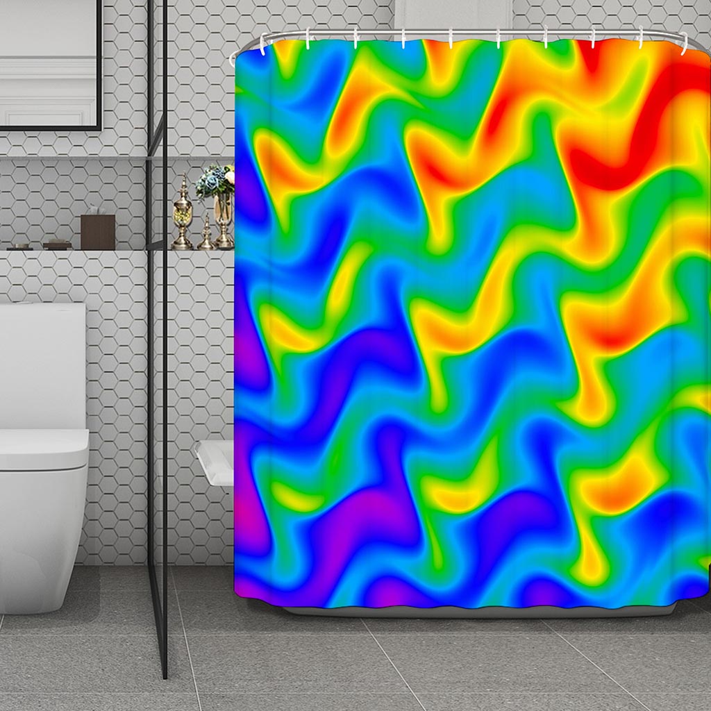Rainbow Psychedelic Trippy Print Polyester Shower Curtain