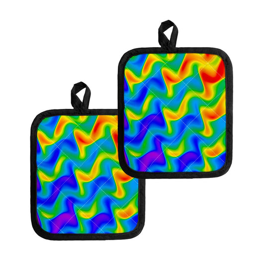 Rainbow Psychedelic Trippy Print Pot Holders