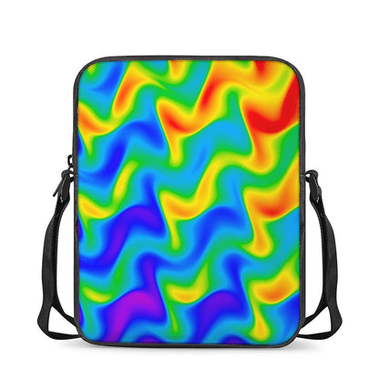 Rainbow Psychedelic Trippy Print Rectangular Crossbody Bag