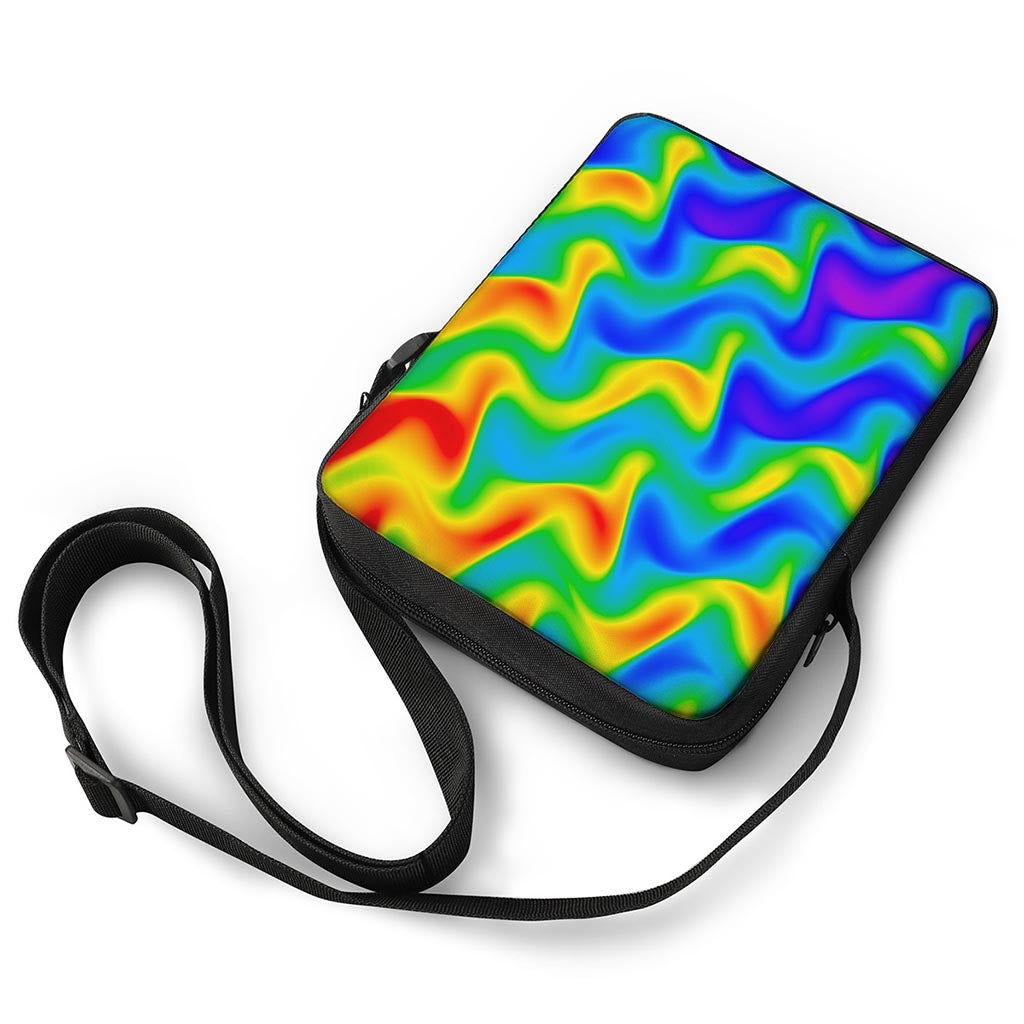 Rainbow Psychedelic Trippy Print Rectangular Crossbody Bag
