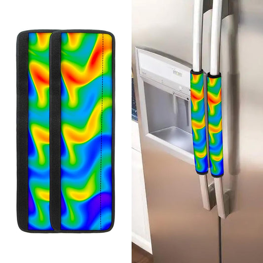 Rainbow Psychedelic Trippy Print Refrigerator Handle Covers