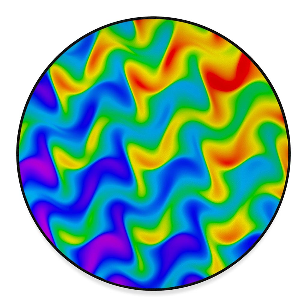 Rainbow Psychedelic Trippy Print Round Floor Mat