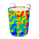 Rainbow Psychedelic Trippy Print Round Laundry Basket