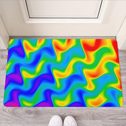 Rainbow Psychedelic Trippy Print Rubber Doormat