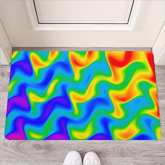 Rainbow Psychedelic Trippy Print Rubber Doormat