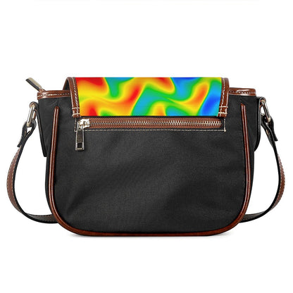 Rainbow Psychedelic Trippy Print Saddle Bag