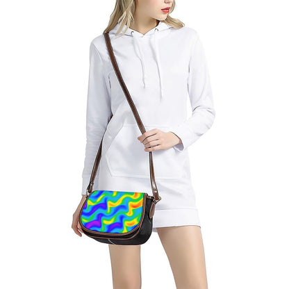 Rainbow Psychedelic Trippy Print Saddle Bag