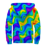 Rainbow Psychedelic Trippy Print Sherpa Lined Zip Up Hoodie
