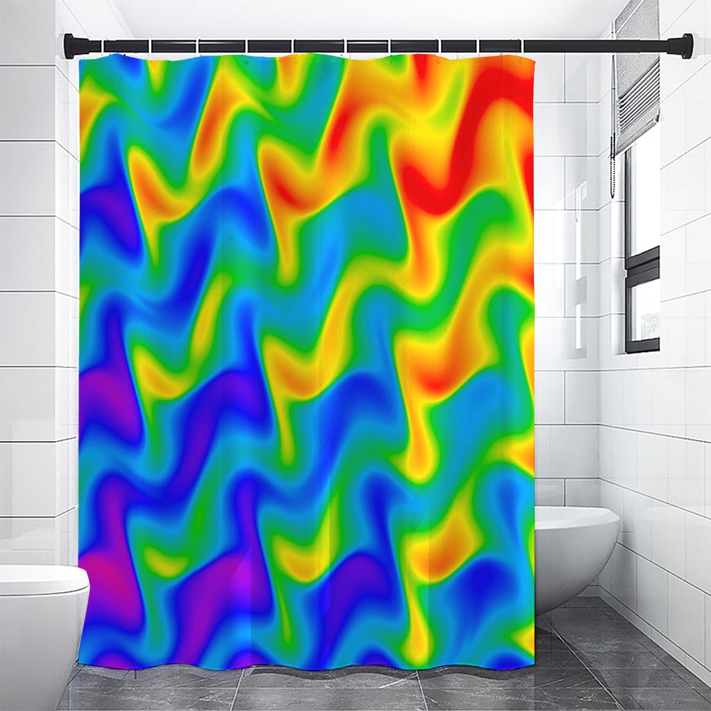 Rainbow Psychedelic Trippy Print Shower Curtain