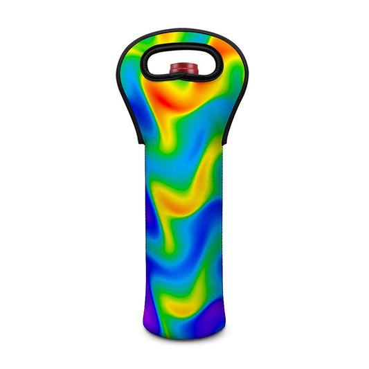 Rainbow Psychedelic Trippy Print Single Neoprene Wine Tote