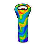 Rainbow Psychedelic Trippy Print Single Neoprene Wine Tote