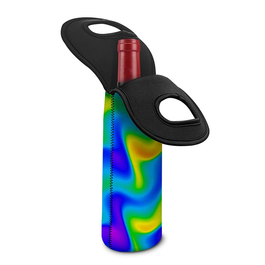 Rainbow Psychedelic Trippy Print Single Neoprene Wine Tote
