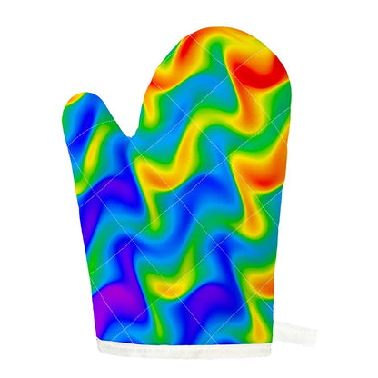 Rainbow Psychedelic Trippy Print Single Oven Mitt