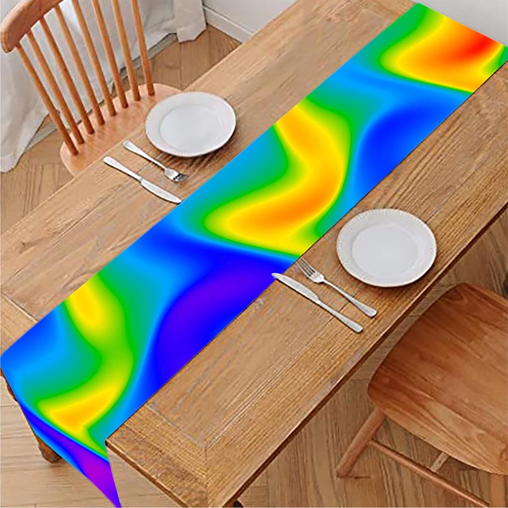 Rainbow Psychedelic Trippy Print Table Runner