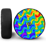 Rainbow Psychedelic Trippy Print Tire Cover With Camera Hole