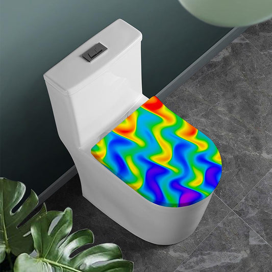 Rainbow Psychedelic Trippy Print Toilet Lid Cover