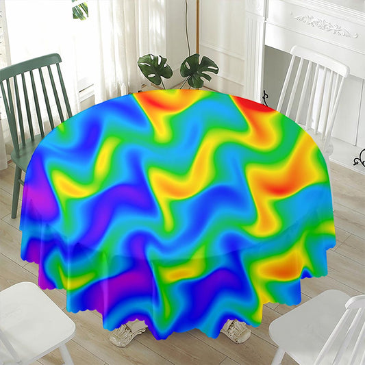 Rainbow Psychedelic Trippy Print Waterproof Round Tablecloth