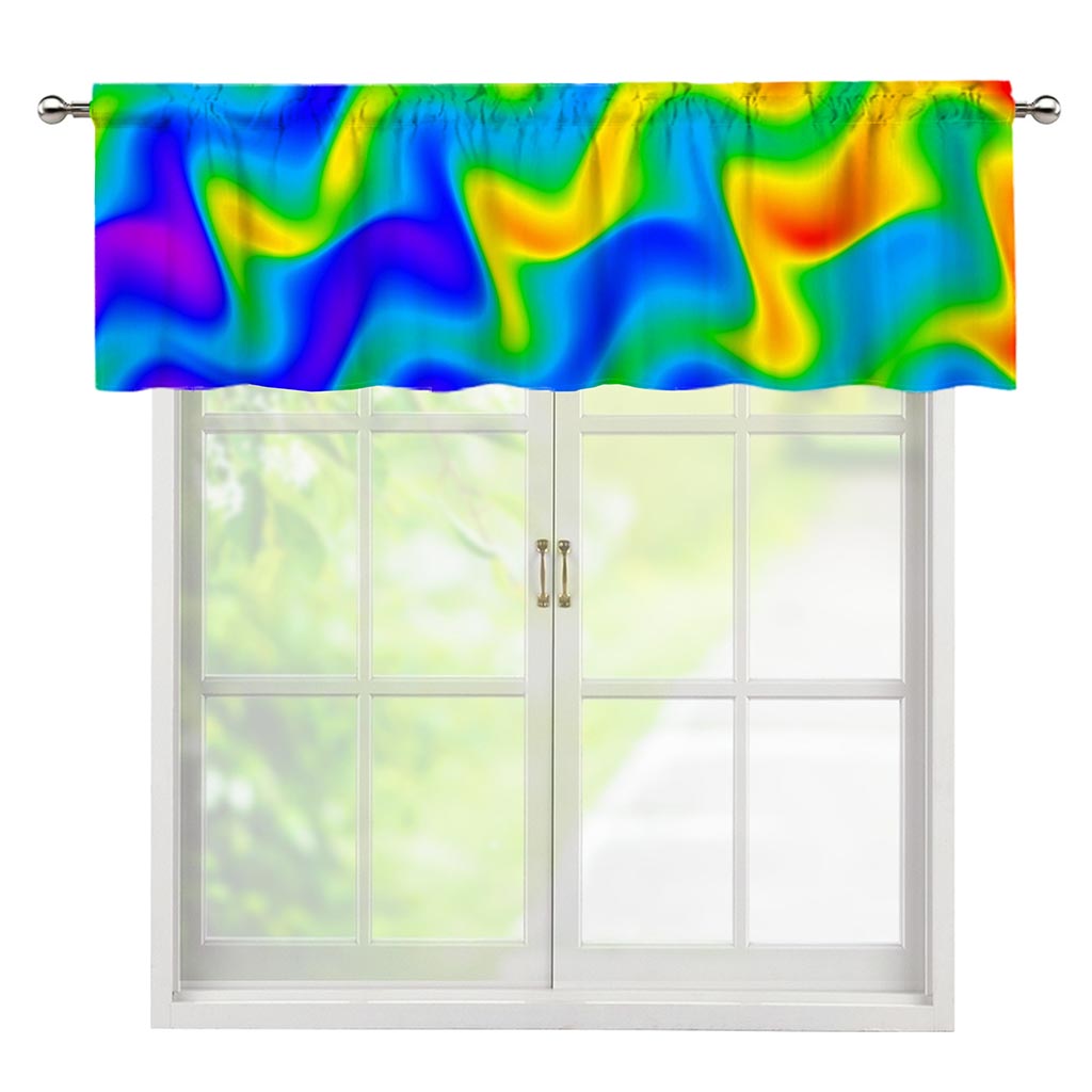 Rainbow Psychedelic Trippy Print Window Valance