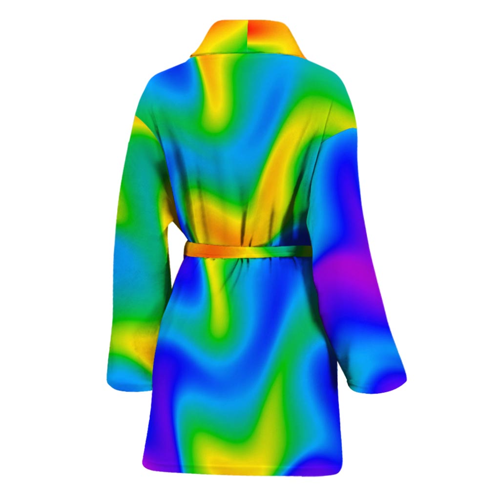 Rainbow Psychedelic Trippy Print Women's Bathrobe