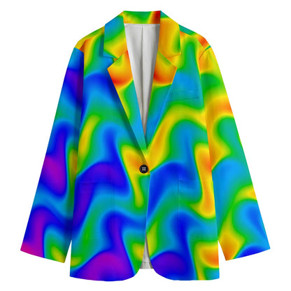 Rainbow Psychedelic Trippy Print Women's Blazer