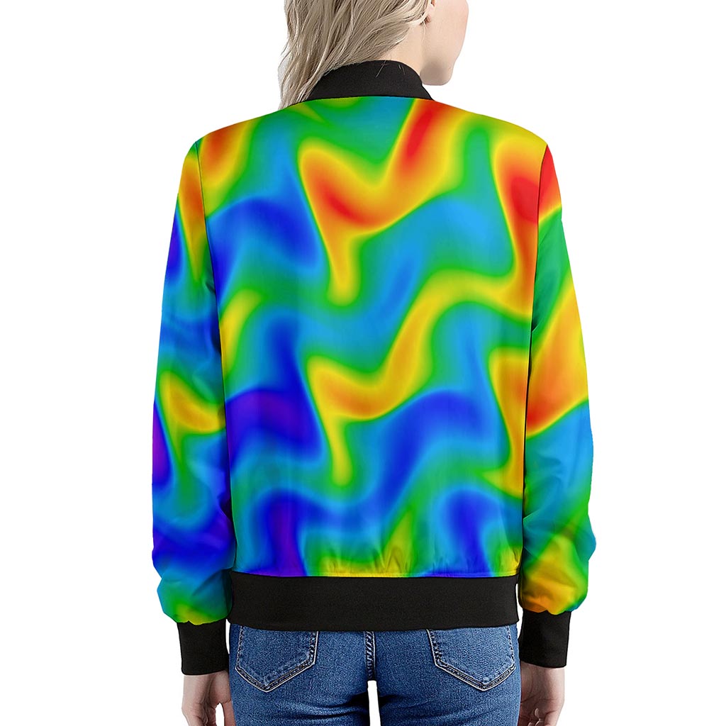 Rainbow Psychedelic Trippy Print Women's Bomber Jacket