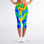 Rainbow Psychedelic Trippy Print Women's Capri Leggings