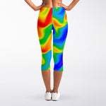 Rainbow Psychedelic Trippy Print Women's Capri Leggings