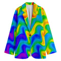 Rainbow Psychedelic Trippy Print Women's Cotton Blazer