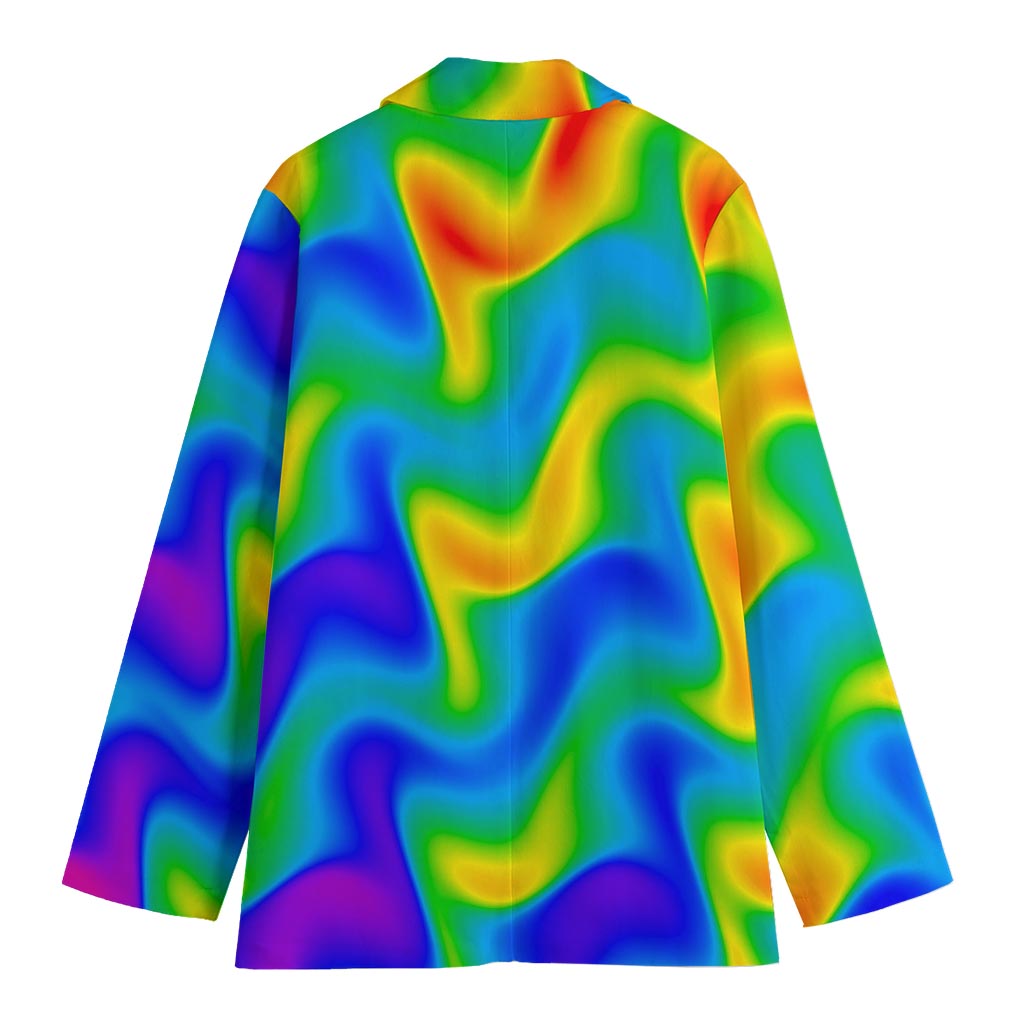 Rainbow Psychedelic Trippy Print Women's Cotton Blazer