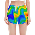Rainbow Psychedelic Trippy Print Women's Split Running Shorts