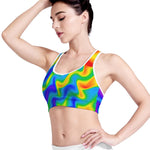 Rainbow Psychedelic Trippy Print Women's Sports Bra