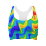 Rainbow Psychedelic Trippy Print Women's Sports Bra