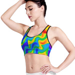 Rainbow Psychedelic Trippy Print Women's Sports Bra
