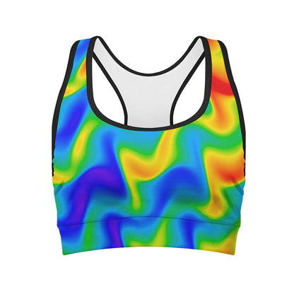 Rainbow Psychedelic Trippy Print Women's Sports Bra