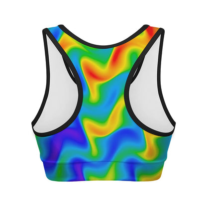 Rainbow Psychedelic Trippy Print Women's Sports Bra