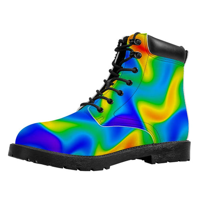 Rainbow Psychedelic Trippy Print Work Boots