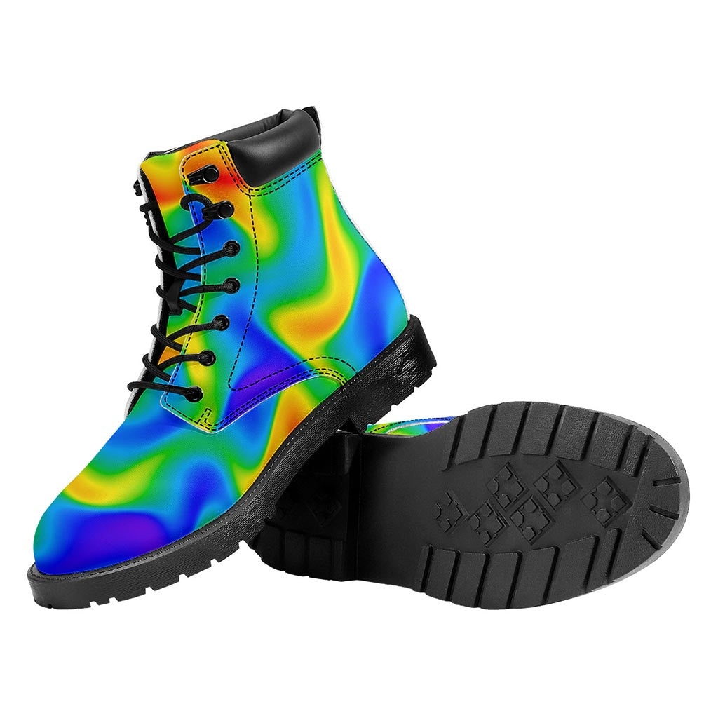 Rainbow Psychedelic Trippy Print Work Boots