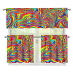 Rainbow Rave Print 3 Piece Kitchen Curtains