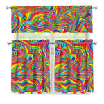 Rainbow Rave Print 3 Piece Kitchen Curtains
