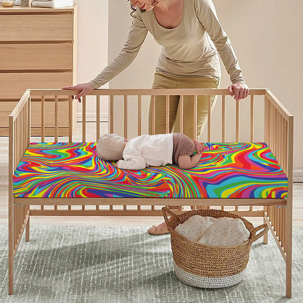 Rainbow Rave Print Baby Crib Sheet