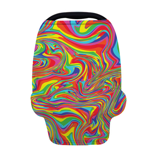 Rainbow Rave Print Baby Seat Cover